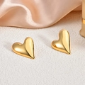 Minimalist 18K gold plated stainless steel heart stud earrings for women in gold - EH098-3D Plump Heart