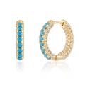 Orecchini a cerchio in argento S925 dorato con pietre turchesi e zirconi bianchi - 11mm / Oro-11mm