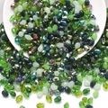 Assorted green faceted teardrop glass beads with AB coating for DIY jewelry making - Green System