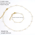 Detail view of 18K gold plated stainless steel jewelry set with white heart beads - White Heart Beads Style (S-H589 S-N594)
