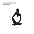 Statua astratta pensatore nero per decorazioni nuziali, altezza 13cm 210g - Mini Pensatore Sinistro / Nero