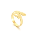 Anillo de serpiente dorado clásico de diseño abierto con textura de escamas detallada - Estilo de Diseño de Patrón de Serpiente (KR105284--KFC) / Dorado
