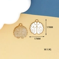 Enamel brain pendant charm in gold finish with white details for DIY jewelry making - 1 White Brain