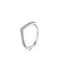 Elegant V-shaped S925 sterling silver ring featuring a sparkling row of pavé set zircons - US Size 5 / Zircon Inlaid Style