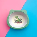 Eco-friendly green frog shaped bamboo fiber kids bowl with dinosaur pattern - Dinosaur Bowl (826)