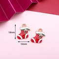 Red and white Christmas stocking charms, enamel holiday pendants, 18mm x 16mm DIY jewelry - 12# Christmas Boot