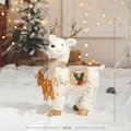 Christmas reindeer figurine in white and gold plush with glitter accents 35cm height - Small Gold and White Reindeer