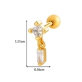 Gouden kraakbeen stud oorbel met twee vierkante zirkonia hangers en afmetingen erbij - 3# Goud - Vierkante Steen Hanger
