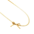 Choker minimalista in acciaio inossidabile placcato oro 18K con ciondolo a fiocco 3D - Oro
