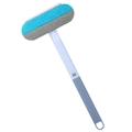 Dual-sided window and screen cleaning brush with blue microfiber and grey scraper - Multifunctional Brush