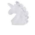 Hand-carved white crystal unicorn head sculpture with transparent gemstone finish - Clear Quartz Unicorn