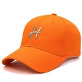 Casquette de baseball orange vif avec logo H brodé et visière incurvée pour femmes - Orange