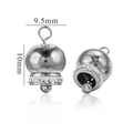 Pendentif cloche en métal argenté poli avec strass brillants, dimensions 9.5mm par 10mm - Base d'argile-Couleur Acier
