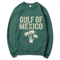 Deep dark green Gulf of Mexico vintage print oversized hoodie in size M on white background - Dark Green
