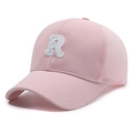 Gorra de béisbol rosa de malla transpirable con letra R bordada y visera curva - Ajustable / Rosa