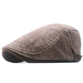 Béret vintage marron à rayures avec doublure polaire et boucle latérale réglable - Style À Texture Nervurée (5060253507073) / Rouge Gris