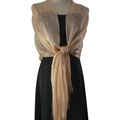 Champagne gold metallic mesh shawl with tassels for weddings and evening party dresses - Champagne Gold