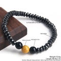 Hematite beaded bracelet with yellow granite stone bead accents for a stylish look - Yellow Granite Hematite