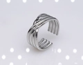 Adjustable silver stainless steel ring with a multi-layered twisted rope woven design - b8 Multi-layer Twisted Rope / Silver