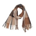 Sciarpa a quadri invernale con frange color marrone e beige per un look caldo - Quadri Caffè