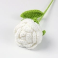Handmade crochet white rose flower with green leaves for gifts, knitted cotton yarn - White Rose