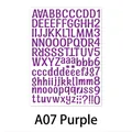 Detail of 1-inch purple vinyl alphabet stickers featuring A-Z letters and numbers - 210x290mm / Purple