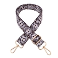 Detail of adjustable geometric diamond weave strap with gold metal spring hooks - Beige Deep Purple Triangle