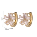 Detalle de pendiente de flor de 1,5 cm con circonitas cúbicas y marca de dimensiones - Estilo Botón Flor Cinco Pétalos (G1)