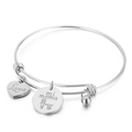 Silver stainless steel adjustable bracelet with Love and mi mama heart charms - Style D(KB153327-Z)
