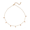 Collier en titane plaqué or 18k avec pendentifs délicats en cristal rose et fermoir mousqueton - Collier à Franges de Zircon Rose