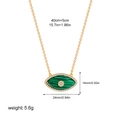Detailed view of 18K gold plated evil eye pendant with green stone and size specs - Green Shell
