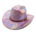 Iridescent snakeskin pattern western cowboy hat with wide brim and metallic finish - M (56-58cm) / Pink