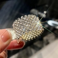 Sparkly silver rectangle claw clip with rhinestones for high ponytail hair styling - Light Gold Fully Set with Diamonds