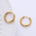 Minimalist 2.5mm gold polished round hoop earrings for women on a ceramic dish - Gold-Style C Round 17mm