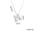 Polished silver titanium steel M-shaped puffy letter pendant with adjustable chain - Letter M (Silver)