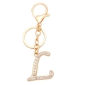 Fashionable gold alloy letter L keychain with sparkling rhinestones and lobster clasp - Letter L