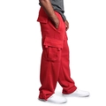 Pantaloni cargo rossi da uomo con tasche multiple e vestibilità sportiva - Gk11 Rosso / Taglia M