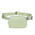 Water-resistant light green nylon fanny pack with silver zipper and adjustable strap - Mist Green