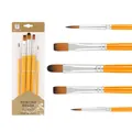 5-piece paintbrush set with orange handles and white synthetic bristles for art painting - 5Pcs Orange Handle HB026H / Bright Orange