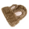 Plüschige braune Winterhandschuhe mit rosa Hasenohren für Damen und Mädchen - Kaffeebraun
