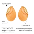 Detail view of gold chunky resin earrings showing exact dimensions and material specs - Orange Marble Style (YYE025415-OG)