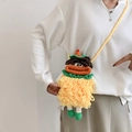 Borsa a tracolla mostro arancione fatta a mano all'uncinetto con occhi e dettagli buffi - Stile Moche-Mignon
