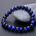 Blue tiger eye beaded bracelet with cat eye effect on natural stone background - Natural Lapis Lazuli Tiger Eye / 6mm