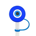 Blue silicone evil eye straw topper for reusable cups with dustproof plug design - Bright Blue Evil Eye