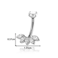 Silver G23 titanium belly button ring with flower-shaped zircon cluster and size labels - Marquise Cluster (T2521-2#) / Silver