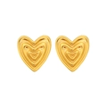 Pendientes de corazón vintage de acero inoxidable dorado con diseño de ondas - Dorado