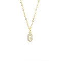Elegant gold square necklace with a sparkling cubic zirconia paved letter G pendant - Letter G