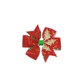 Detailansicht einer roten Weihnachts-Haarschleife mit Baum- und Zuckerstangenmuster - Stil 22
