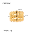 Anillo abierto multicapa dorado de acero inoxidable con diseño de tres filas - JDR202397-Oro Tres Filas de Cuentas