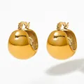 Orecchini a sfera dorati a U con texture radiale e chiusura a scatto posteriore - Oro